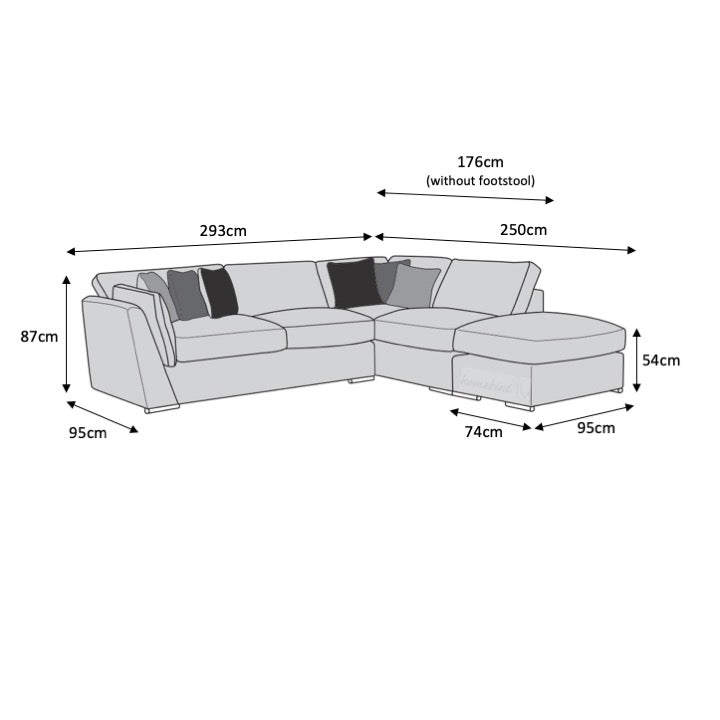 Luxe Right-Facing Corner Chaise with Footstool