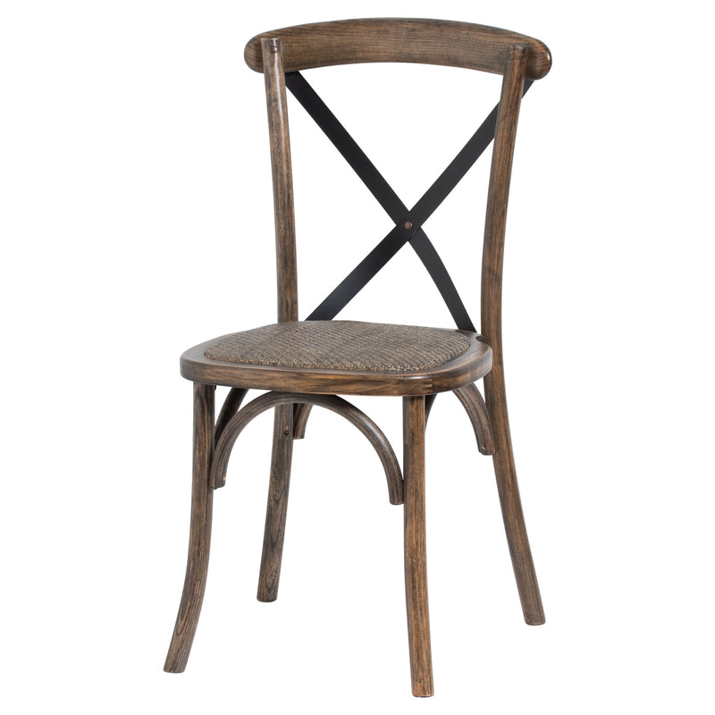 Wood Cross Back Dining Chairs (Pair)