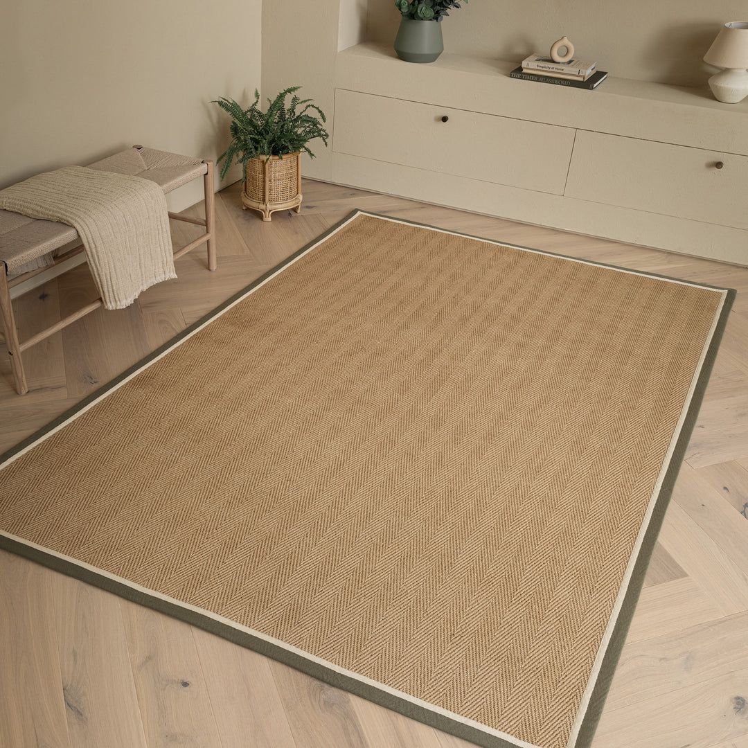 Bordo Jute Rug - Khaki Border