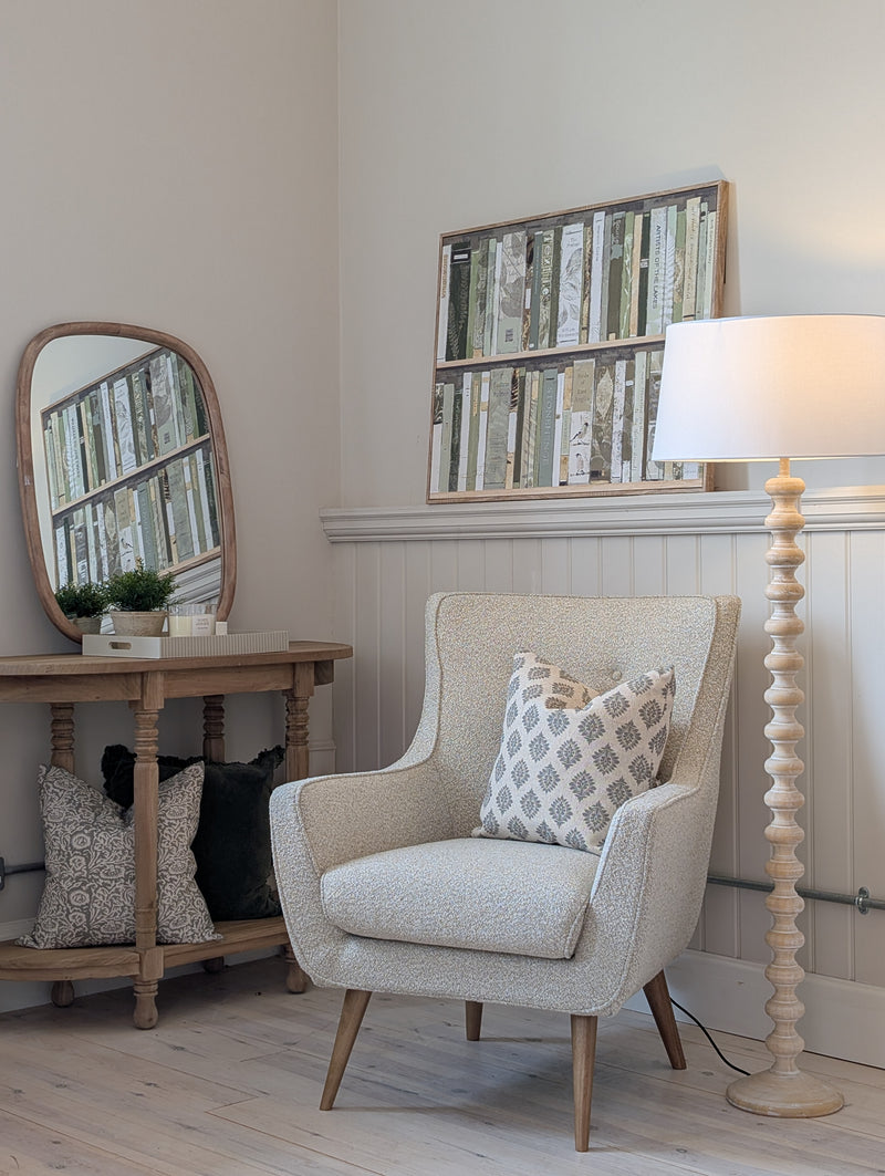 Button Back Bobby Armchair - Taupe Chenille