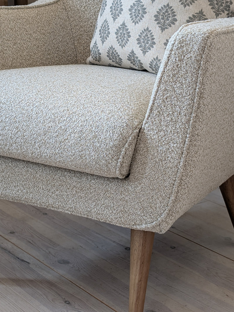 Button Back Bobby Armchair - Taupe Chenille