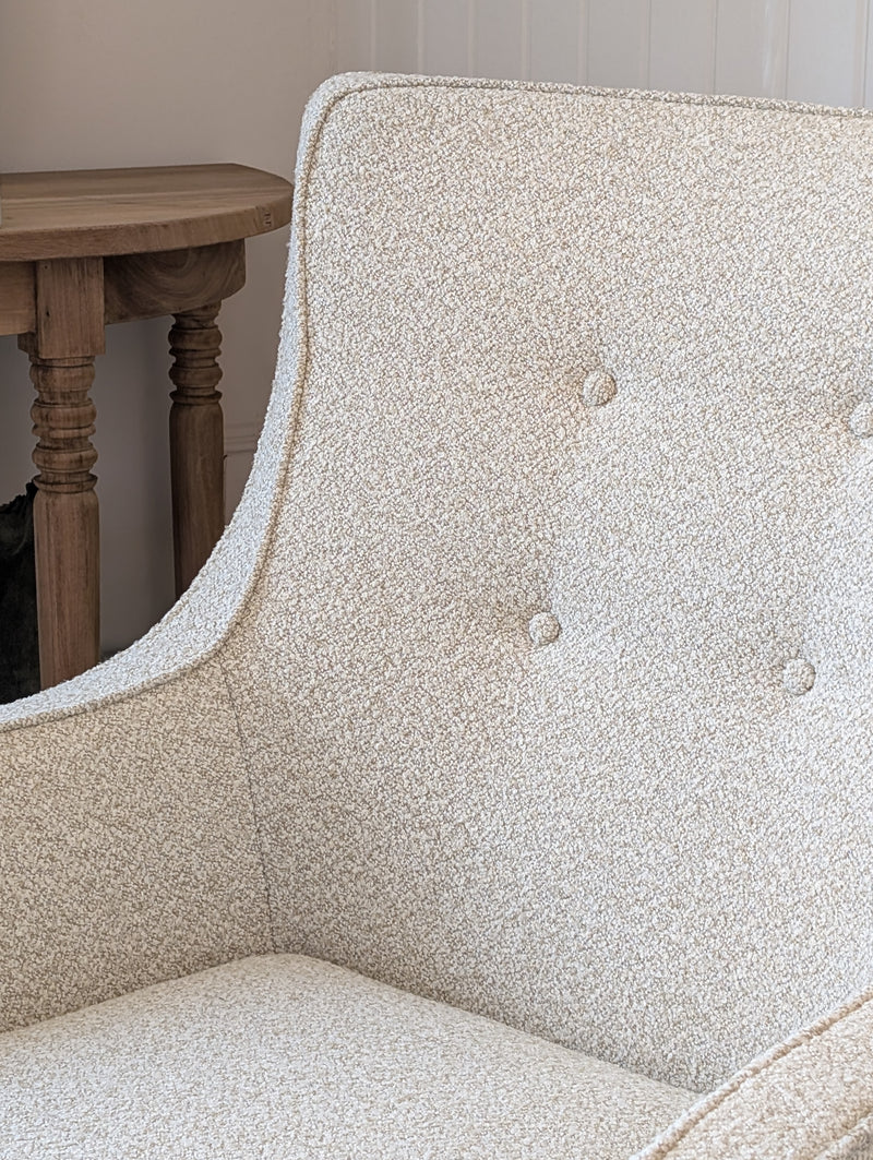 Button Back Bobby Armchair - Taupe Chenille