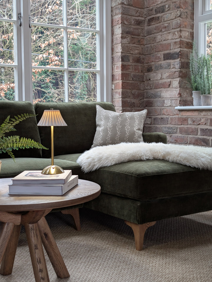 Charlie Three Seat Chaise Sofa Right - Forest Green