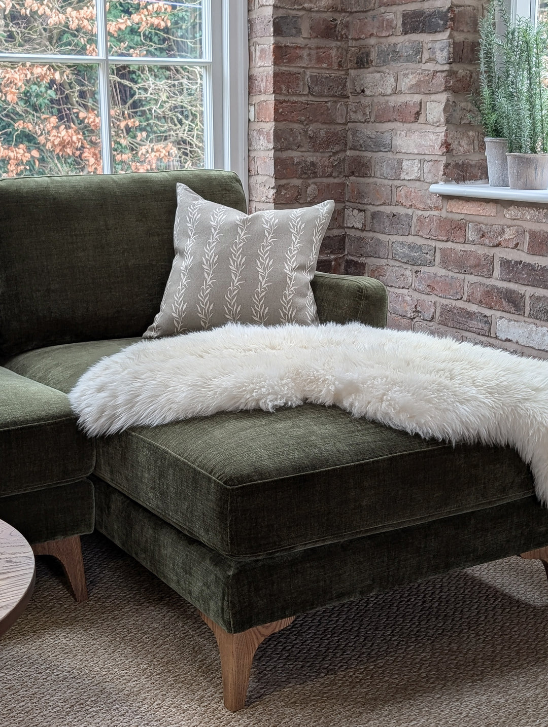 Charlie Three Seat Chaise Sofa Right - Forest Green
