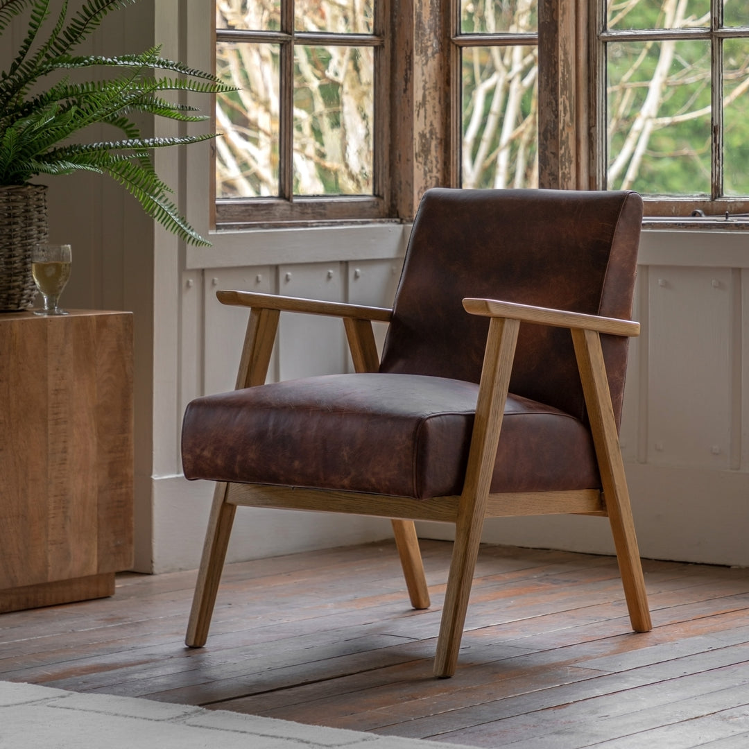 Nyla Armchair - Vintage Brown Leather