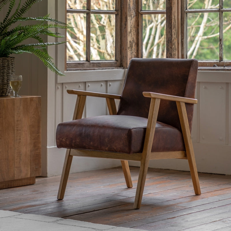 Nyla Armchair - Vintage Brown Leather