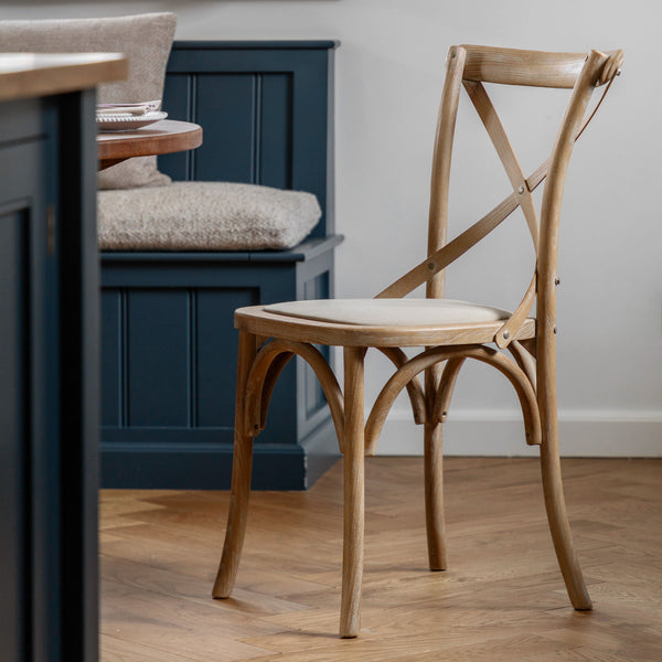 Cafe Crossback Dining Chair (Set of Two) - Oak / Linen – Homebird