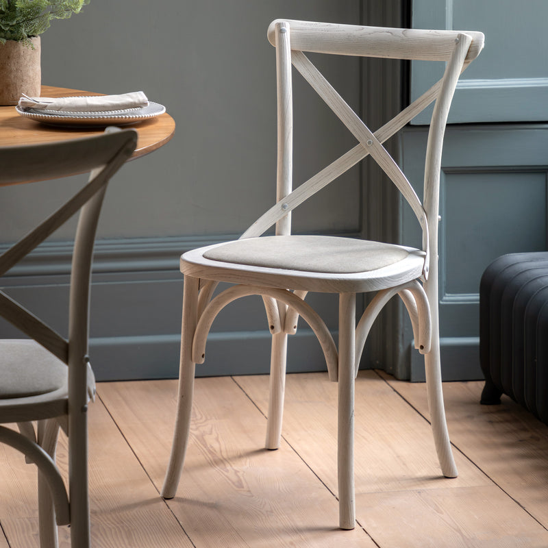 Cafe Crossback Dining Chair (Set of Two) - White / Linen