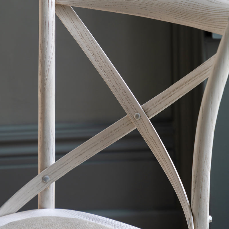 Cafe Crossback Dining Chair (Set of Two) - White / Linen