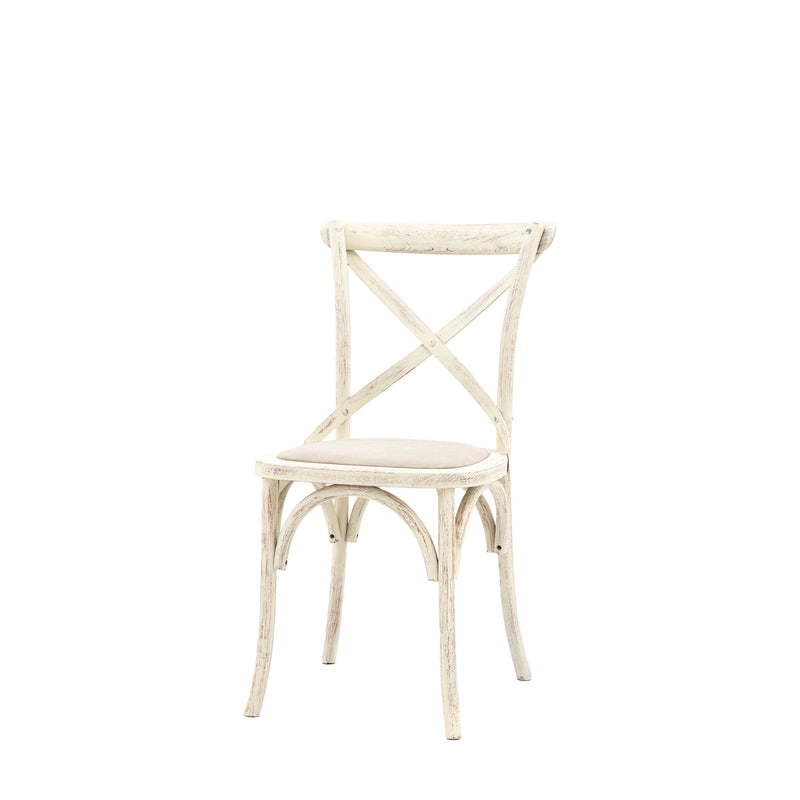 Cafe Crossback Dining Chair (Set of Two) - White / Linen