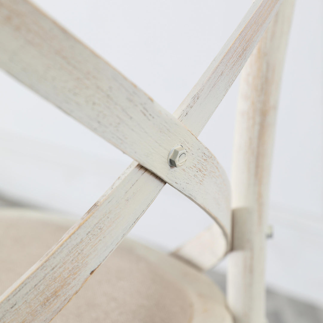 Cafe Crossback Dining Chair (Set of Two) - White / Linen