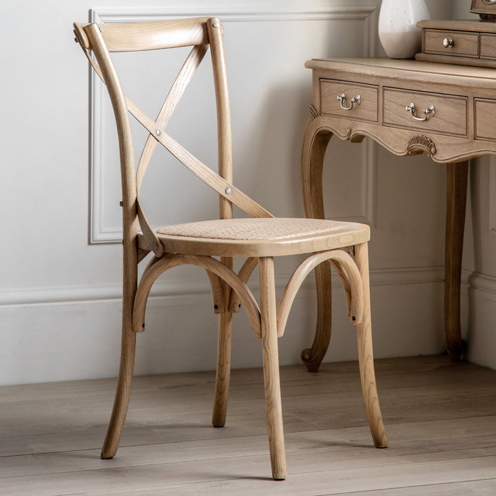 Cafe Crossback Dining Chair (Set of Two) - Oak / Rattan