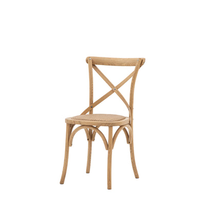 Cafe Crossback Dining Chair (Set of Two) - Oak / Rattan