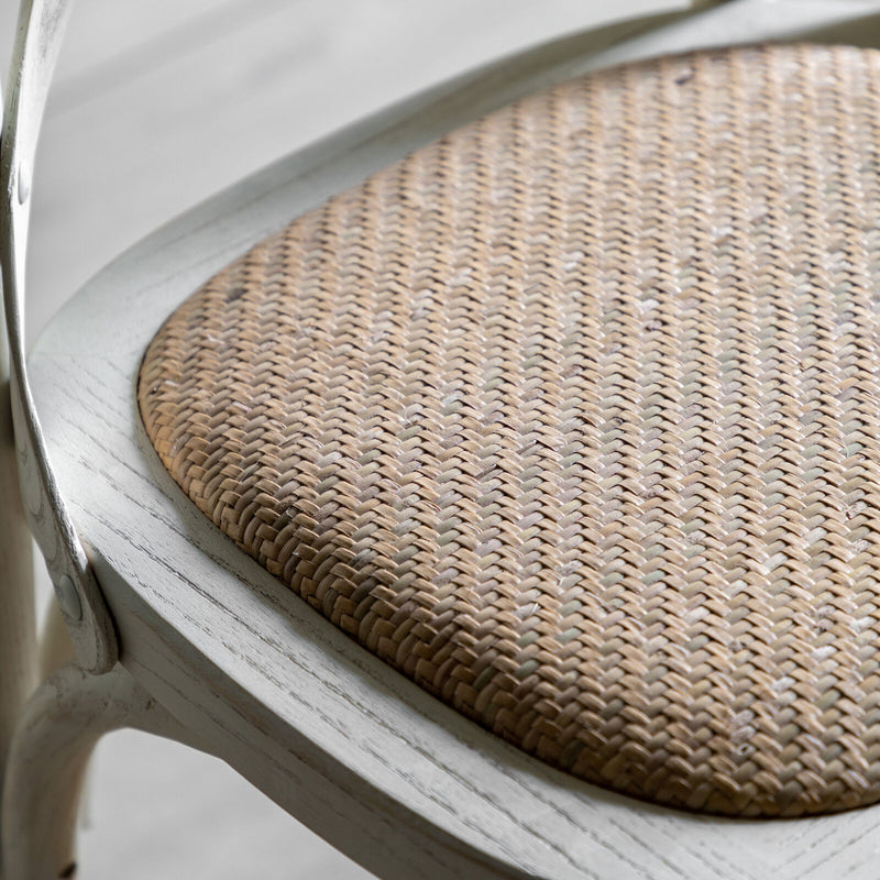 Cafe Crossback Dining Chair (Set of Two) - White / Rattan