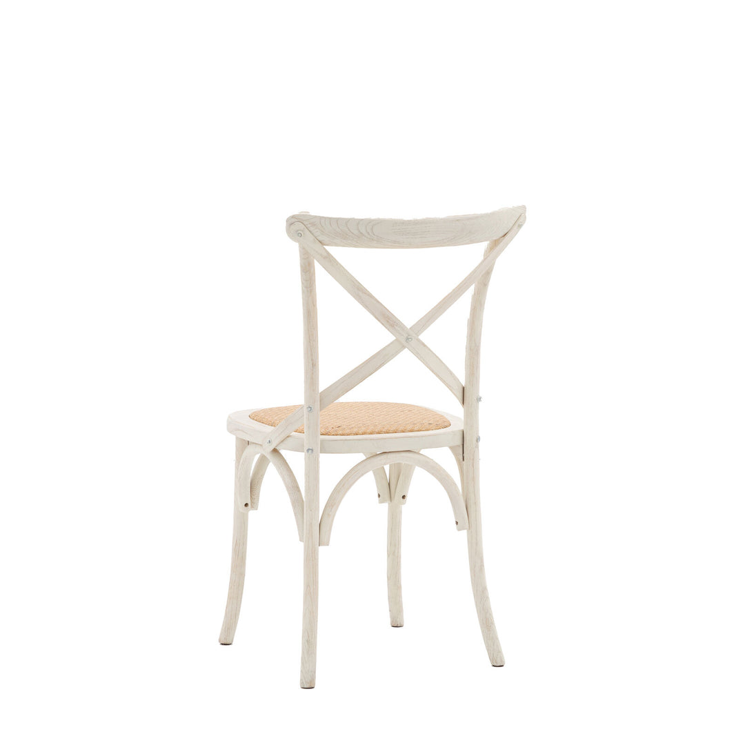 Cafe Crossback Dining Chair (Set of Two) - White / Rattan