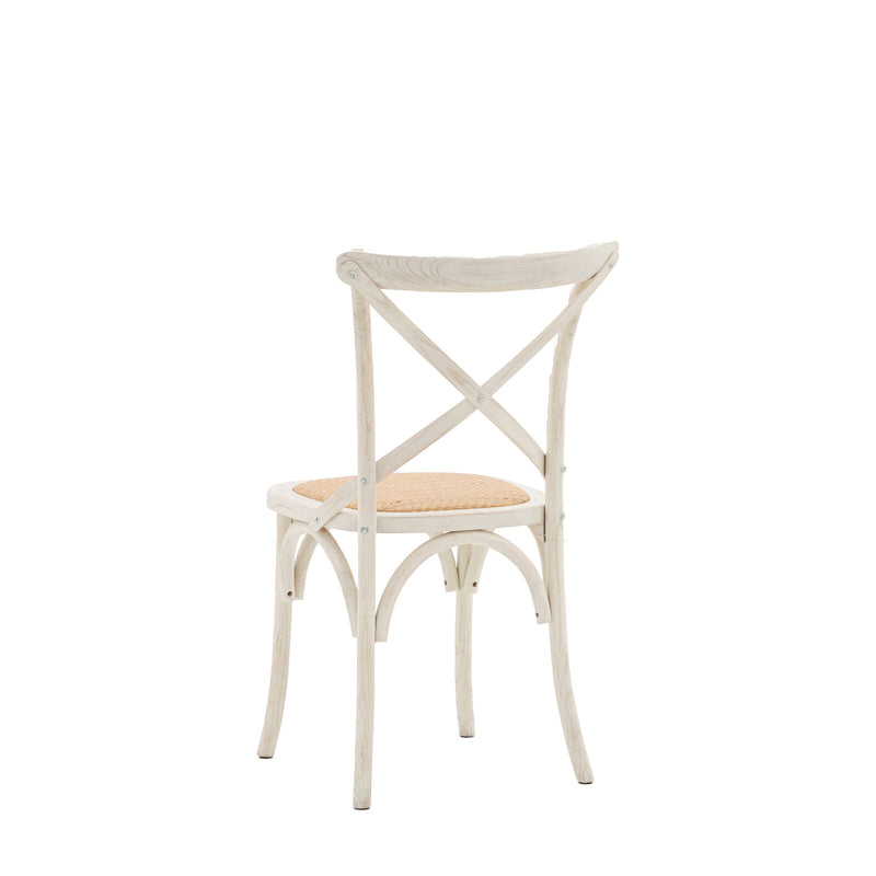 Cafe Crossback Dining Chair (Set of Two) - White / Rattan