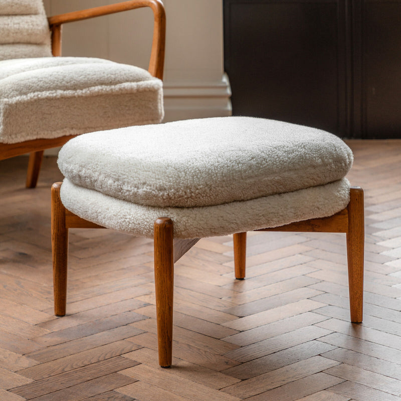 Daria Footstool - Cream Sheepskin