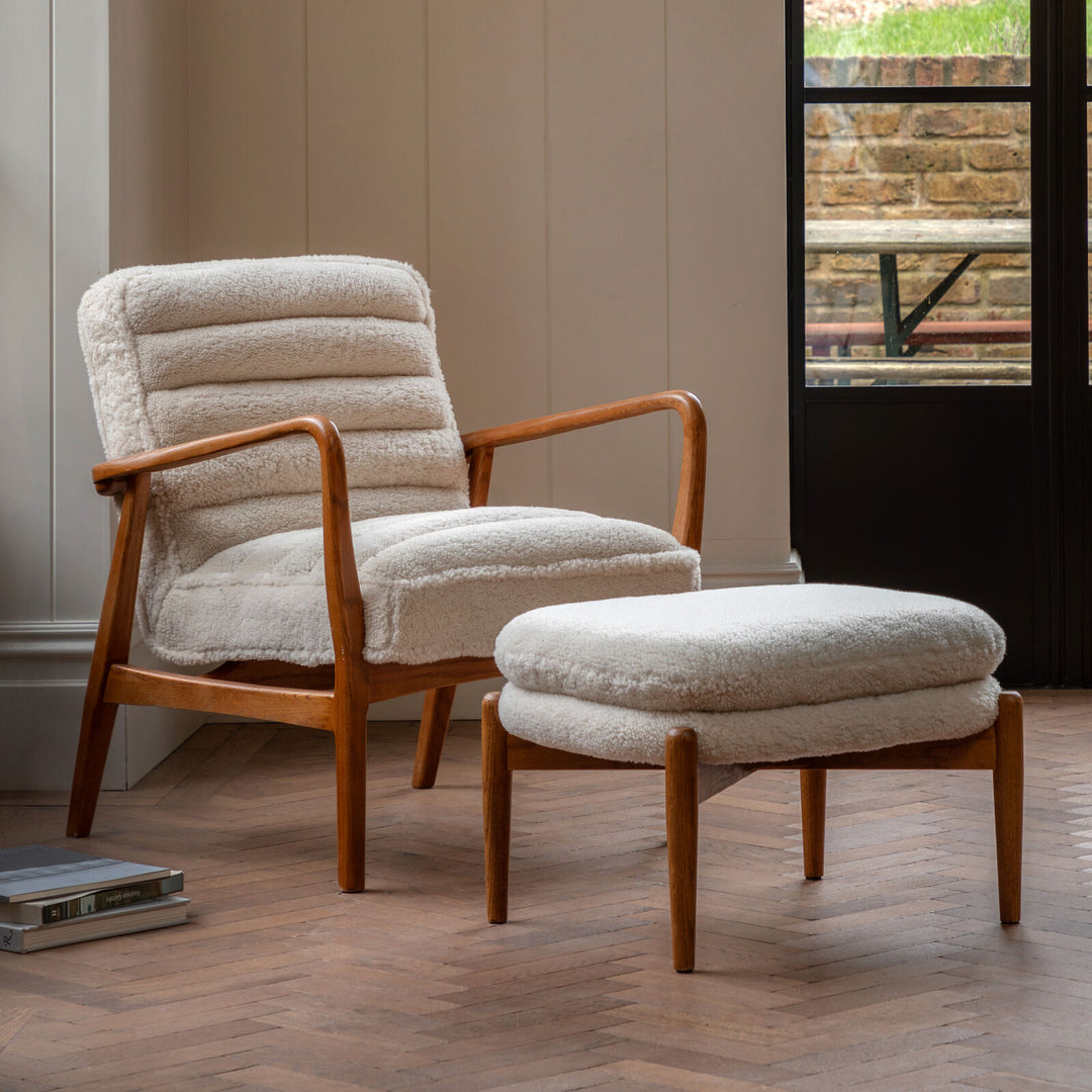 Daria Footstool - Cream Sheepskin