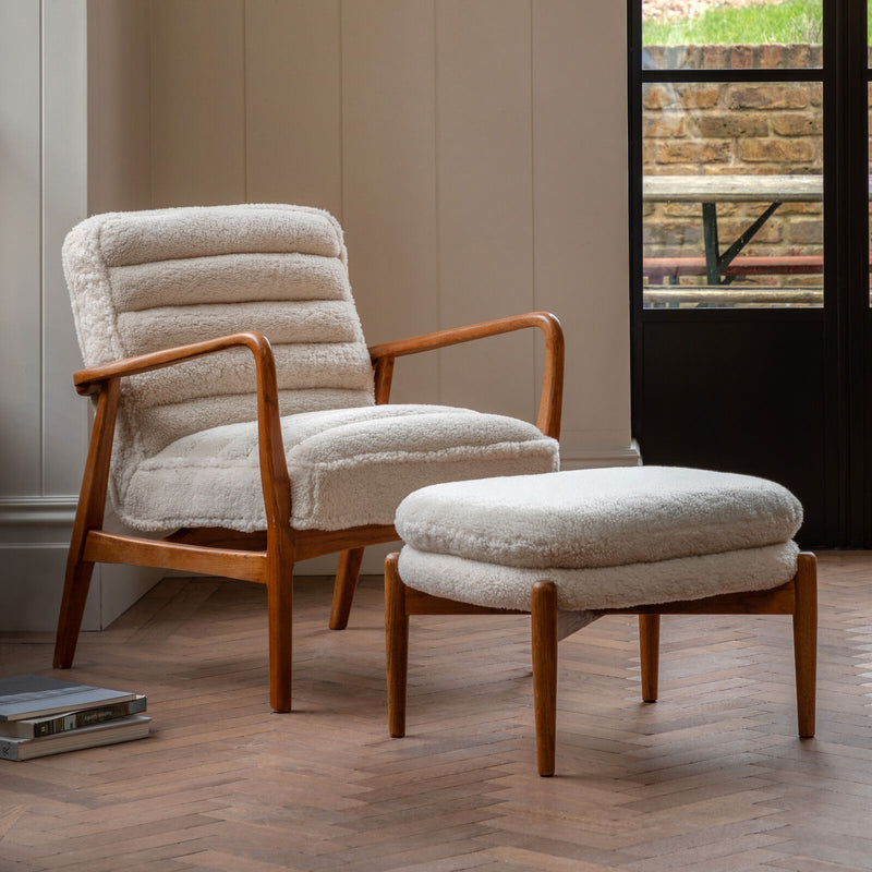 Daria Footstool - Cream Sheepskin