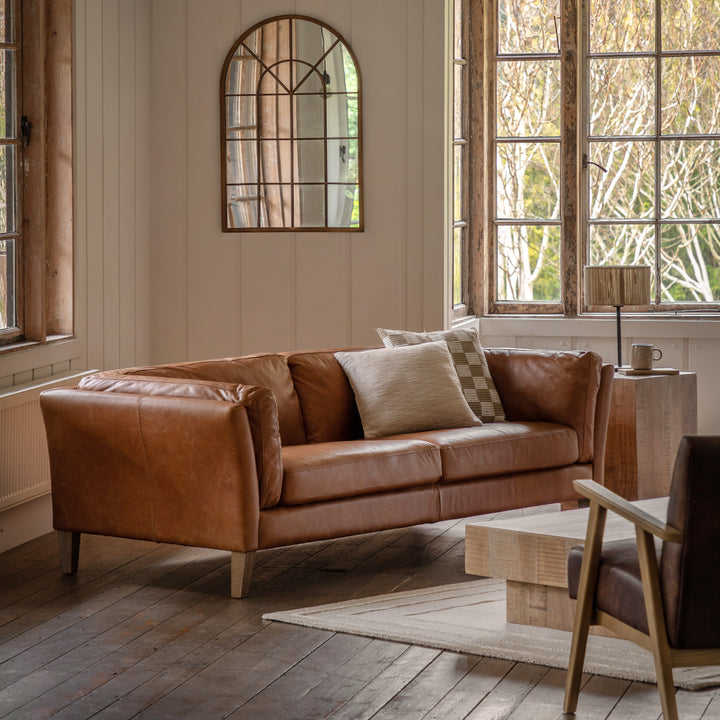 Wells Three Seat Sofa - Brown Leather