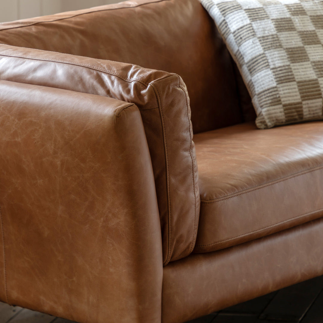 Wells Three Seat Sofa - Brown Leather