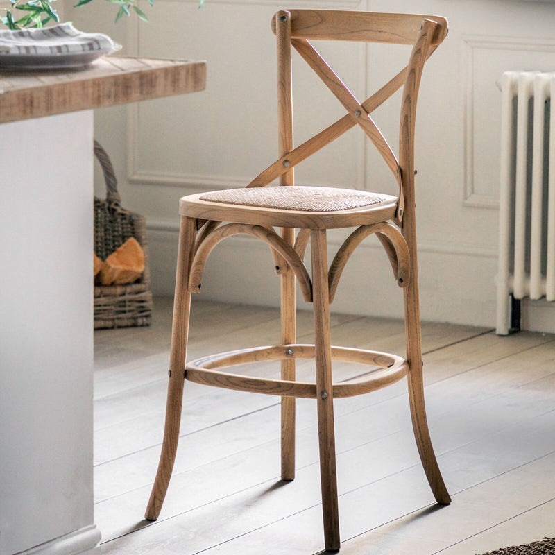 Cafe Crossback Barstool Rattan Natural (Set of Two)