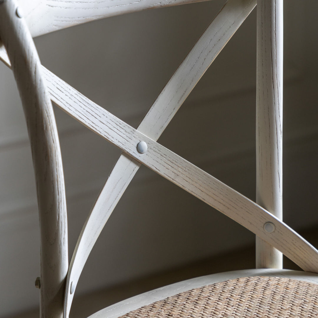 Cafe Crossback Barstool Rattan White (Set of Two)