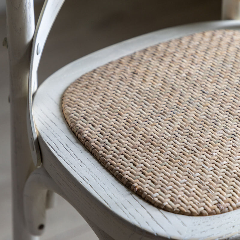 Cafe Crossback Barstool Rattan White (Set of Two)