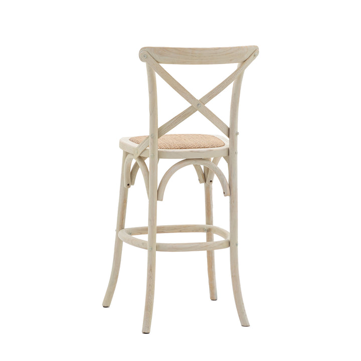 Cafe Crossback Barstool Rattan White (Set of Two)