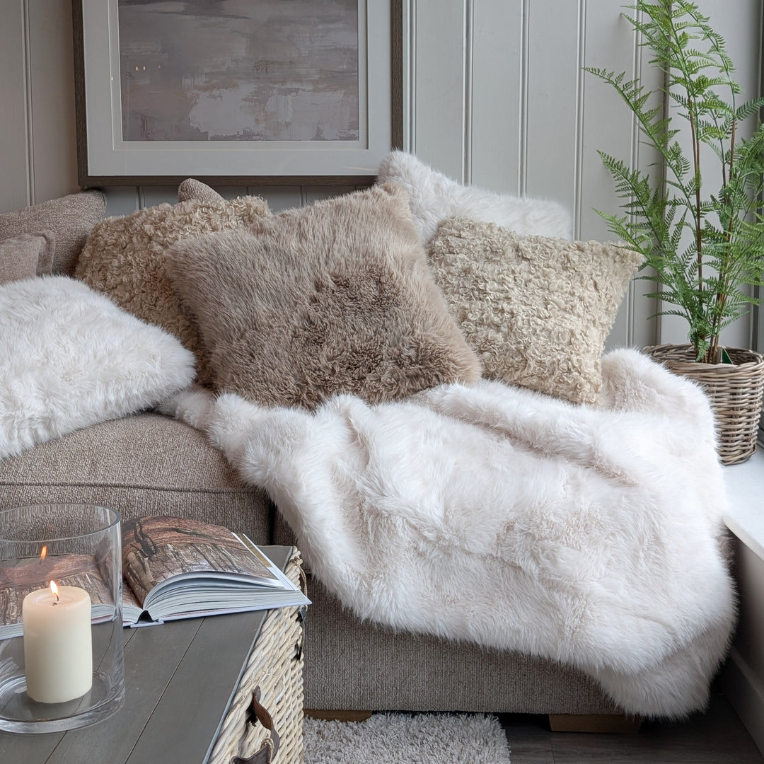Foxy Faux Fur Throw - Winter White