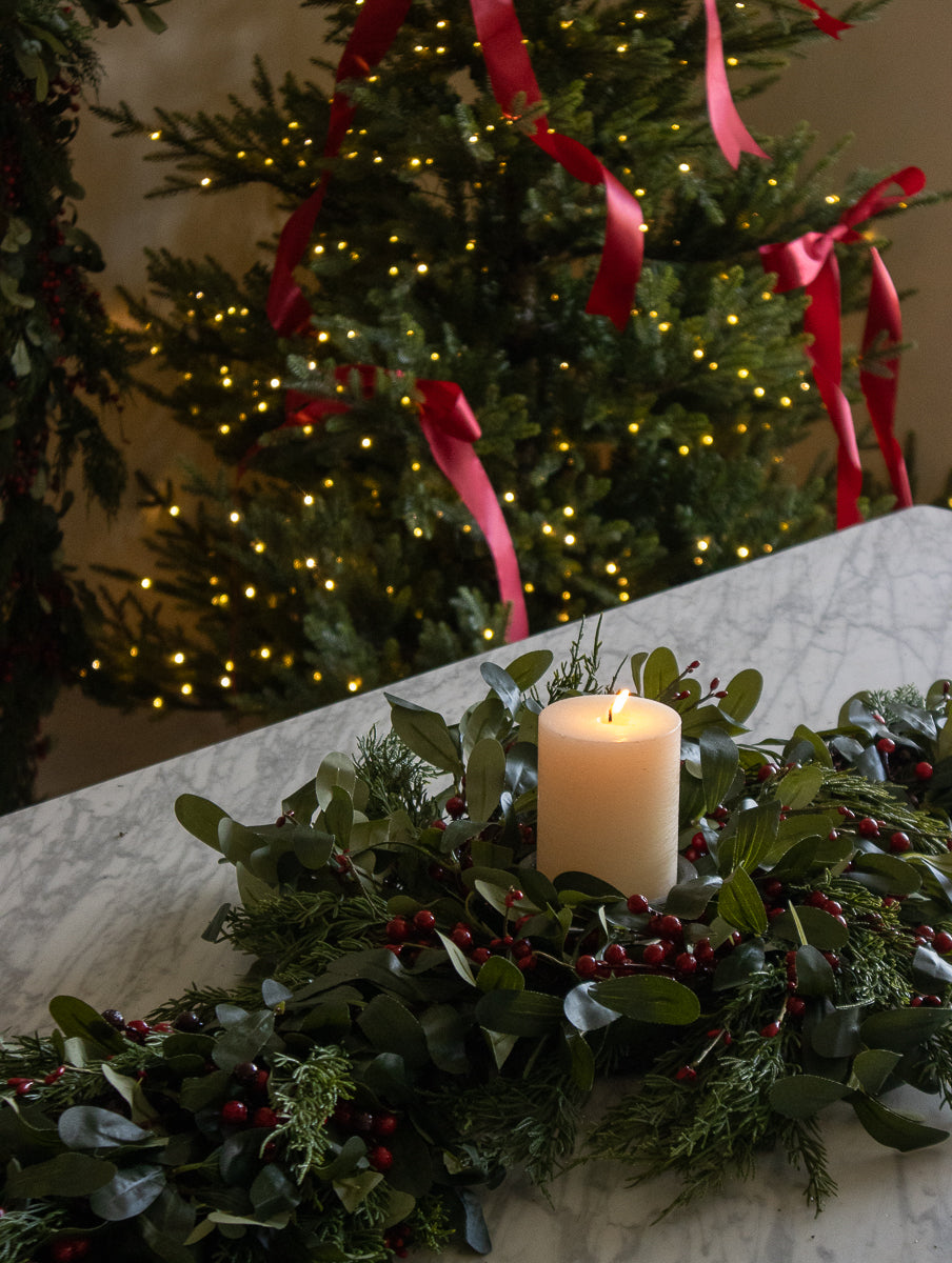 Olive Leaf and Red Berry Wreath Small