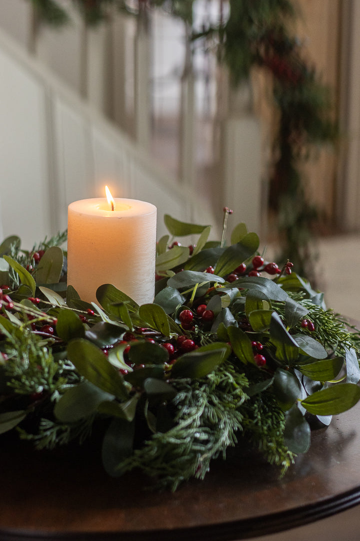 Olive Leaf and Red Berry Wreath Small