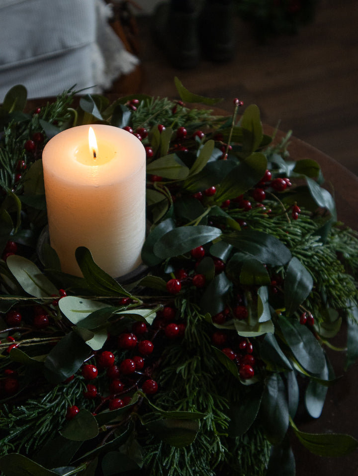 Olive Leaf and Red Berry Wreath Small