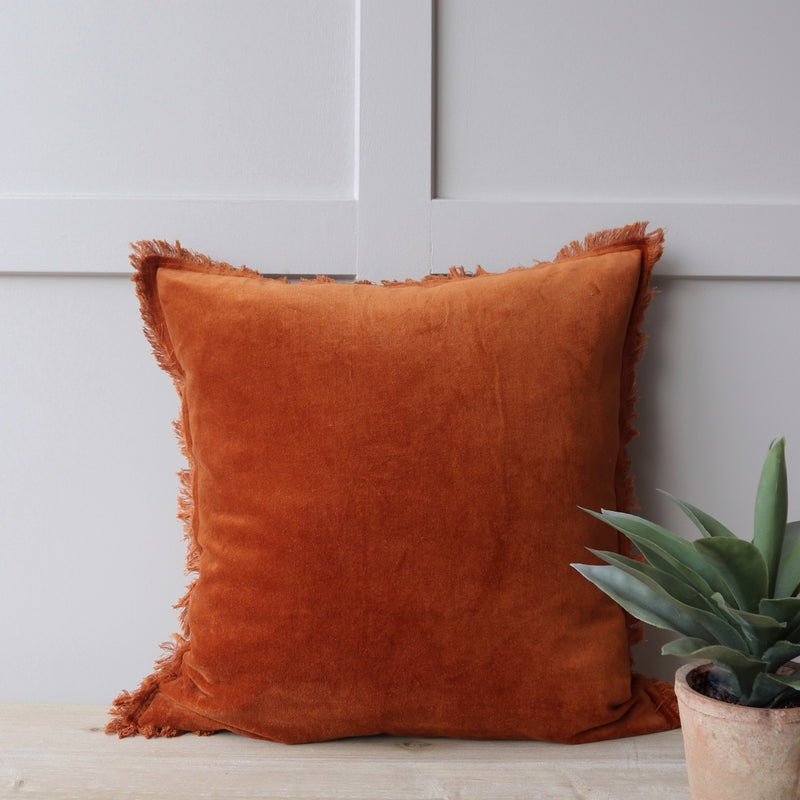 Jaye Velvet Cushion - Rust