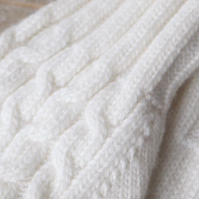 Fingerless Cable Knit Gloves - Winter White