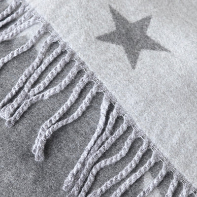 Reversible Cashmere Mix Star Scarf - Grey