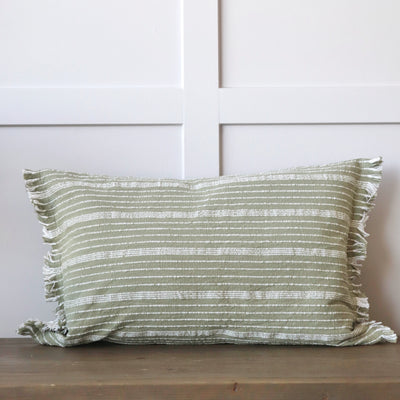 Tide Stripe Indoor/Outdoor Bolster Cushion - Moss