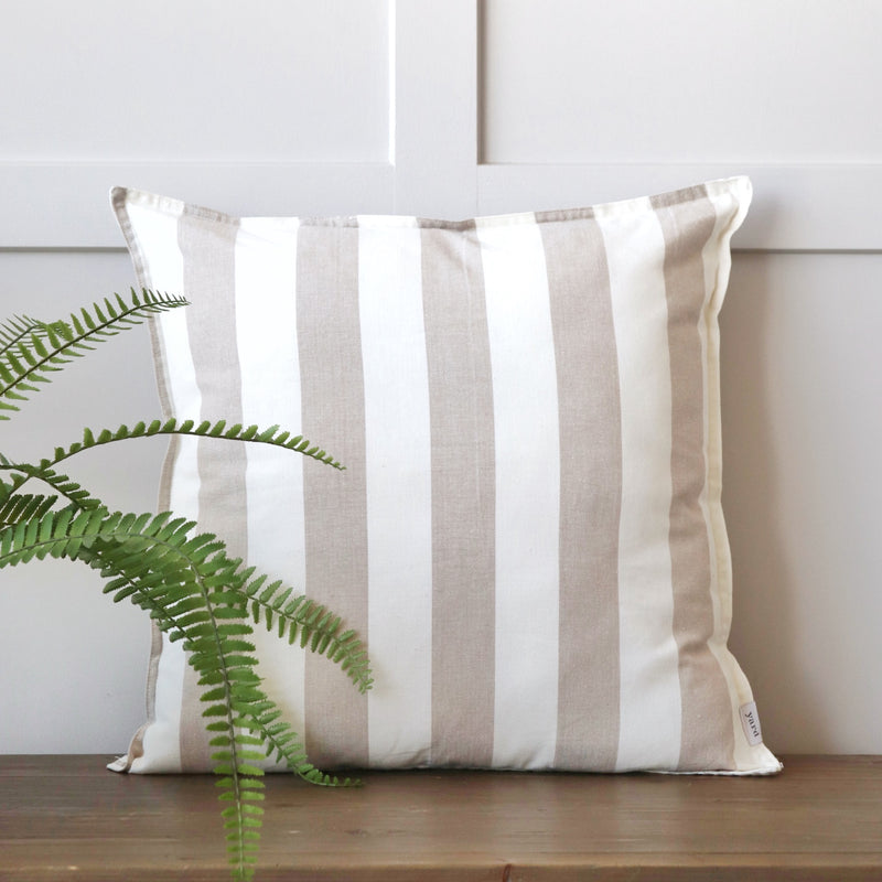 Hayle Cotton Stripe Indoor/Outdoor Cushion - Natural