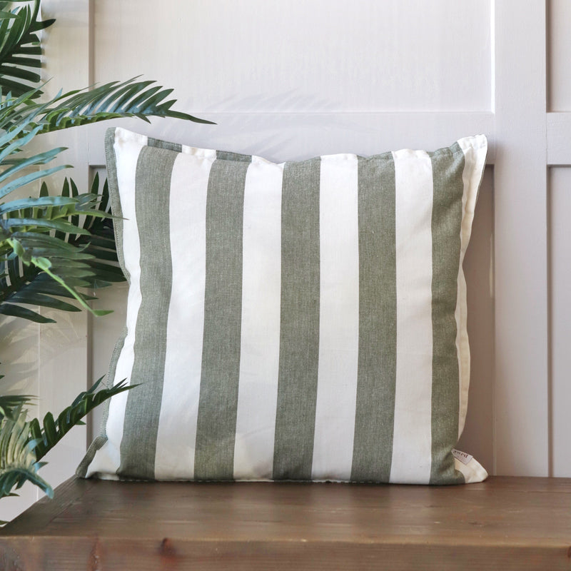 Hayle Cotton Stripe Indoor/Outdoor Cushion - Moss