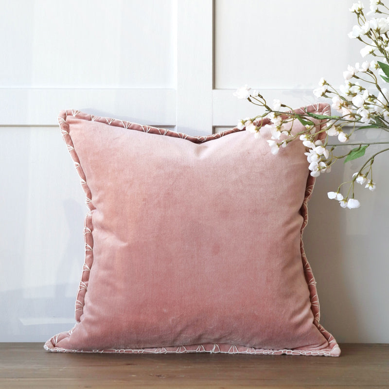 Stitch Velvet Cushion - Coral