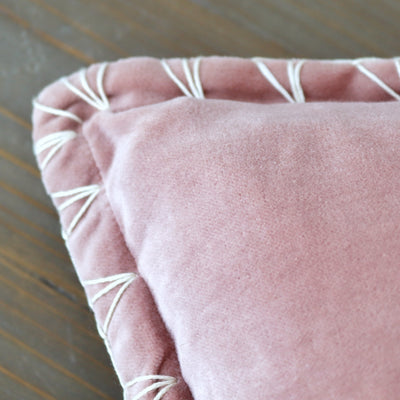 Stitch Velvet Cushion - Coral