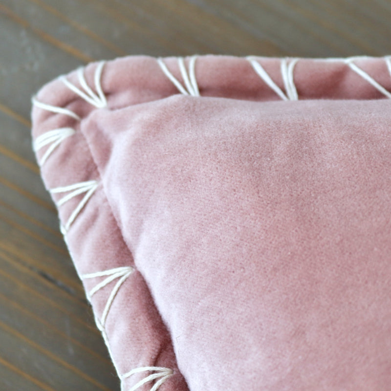 Stitch Velvet Cushion - Coral