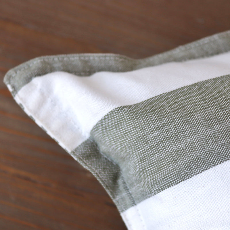 Hayle Cotton Stripe Indoor/Outdoor Cushion - Moss