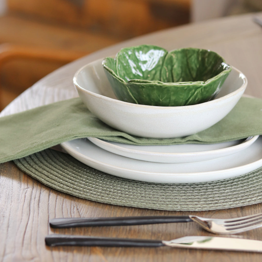 Circular Ribbed Placemat Set of Four - Olive