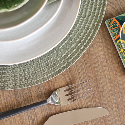 Circular Ribbed Placemat Set of 4 - Olive