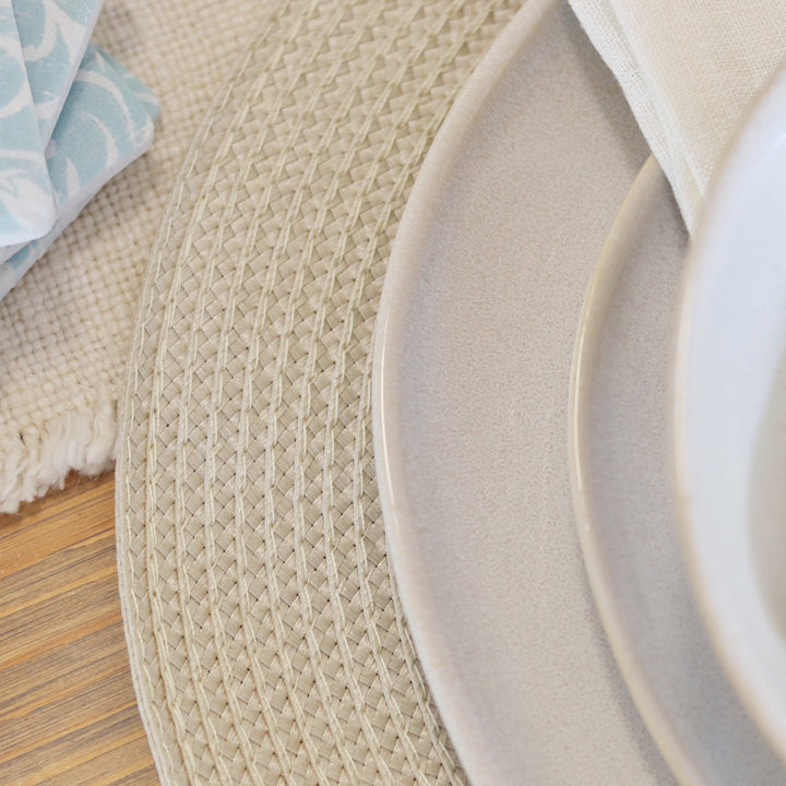 Circular Ribbed Placemat Set of Four - Linen