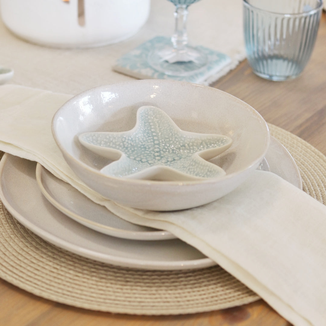 Circular Ribbed Placemat Set of Four - Linen