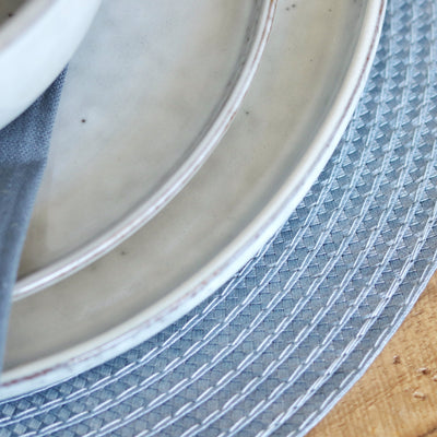 Circular Ribbed Placemat Set of 4 - Cornflower Blue