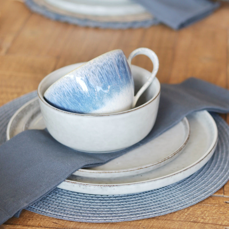 Circular Ribbed Placemat Set of 4 - Cornflower Blue