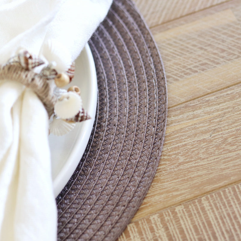Circular Ribbed Placemat Set of 4 - Truffle